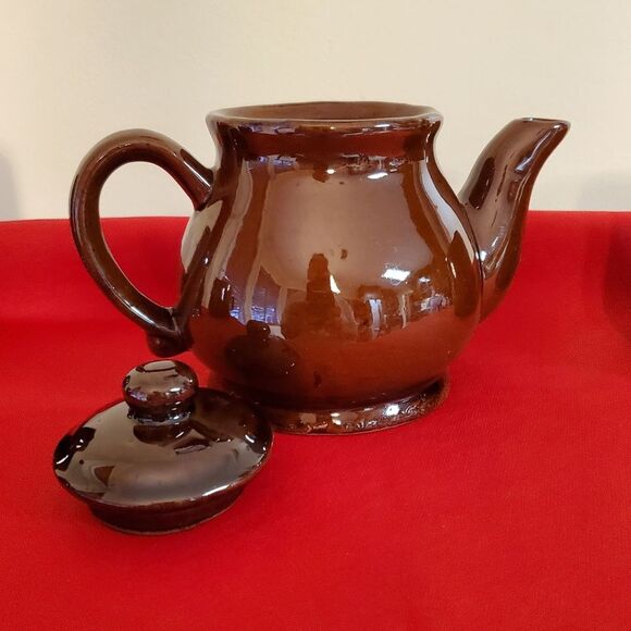 Rubel & Company Chocolate Brown Glazed Teapot Perfect Tea for Two - Picture 8 of 12
